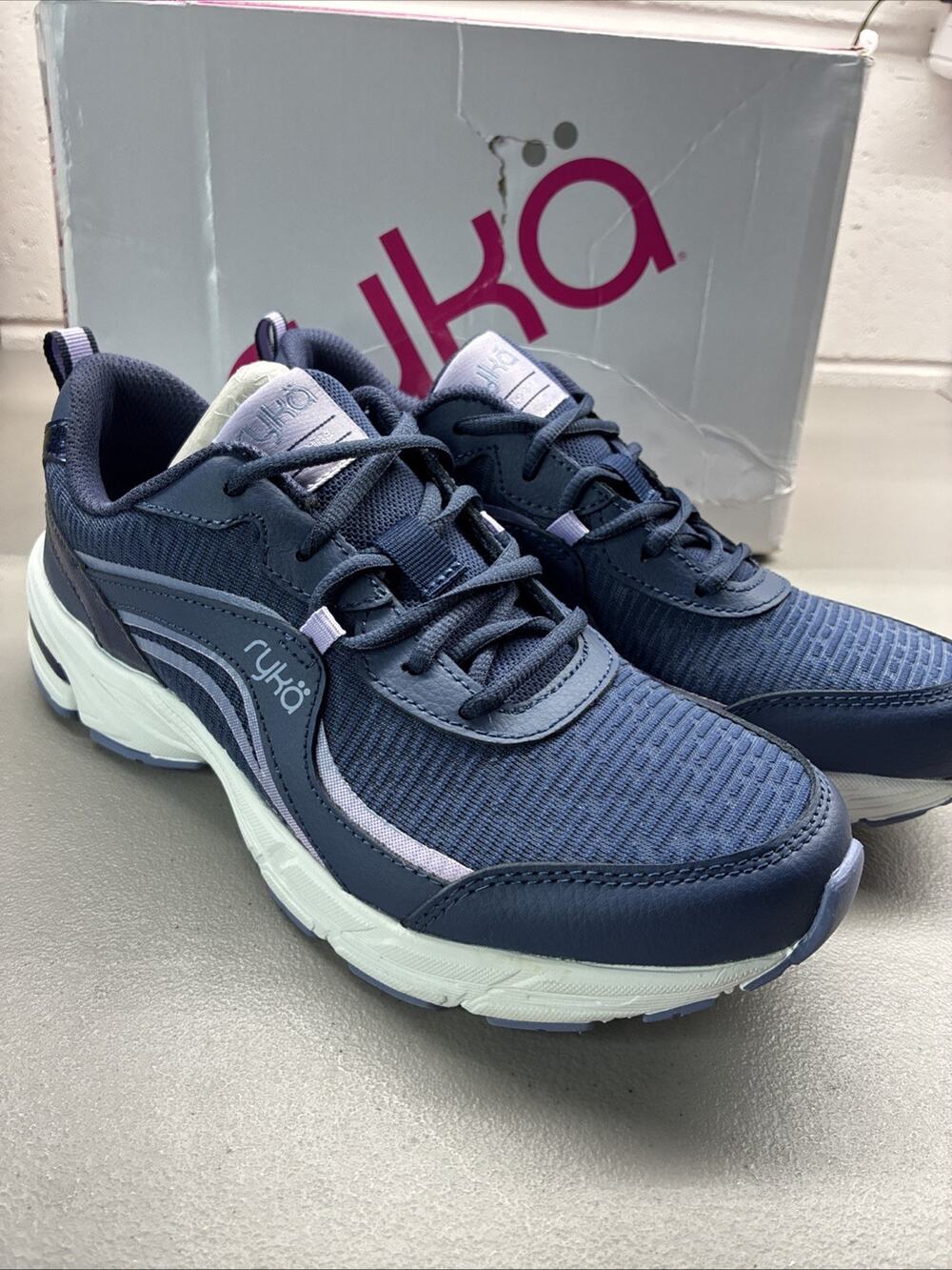 Ryka Mesh Walking Sneakers Imagine Metallic Navy Blue Women's Size 7.5 New